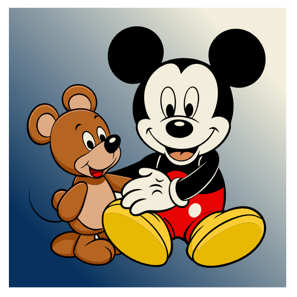 Artdraw Svg Vectors Mickey mouse playing with a teddy bear