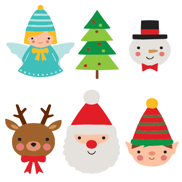 Christmas Designs Vectors Collection of 6 Christmas Figures